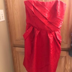 Max and Cleo strapless red dress